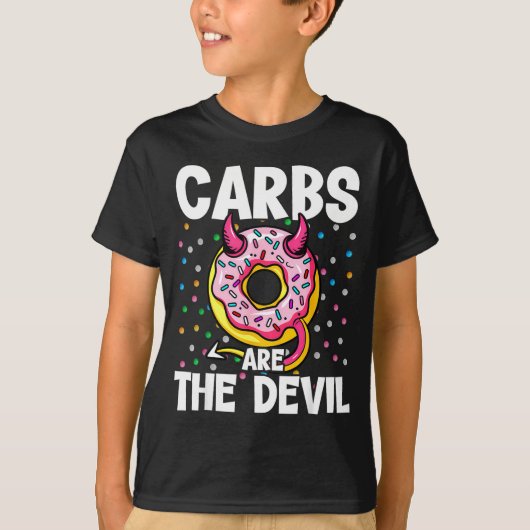 Carbs Are The Devil Funny Donut Diet New Year's Re T-shirt (Voorkant)
