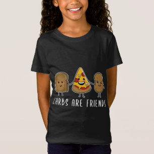CARBS ZIJN FRIENDS Cute illustration toast pizza e T-shirt