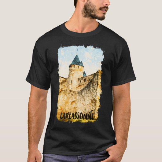 Carcassonne France City Waterverf T-shirt (Voorkant)