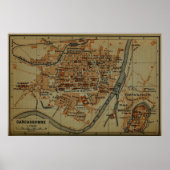  Carcassonne France Map (1895) Poster (Voorkant)