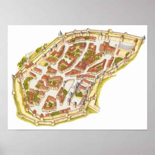 Carcassonne France. Uitzicht Poster (Voorkant)