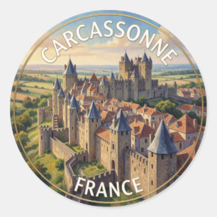 Carcassonne Frankrijk Middeleeuwse Fort reis Landm Ronde Sticker