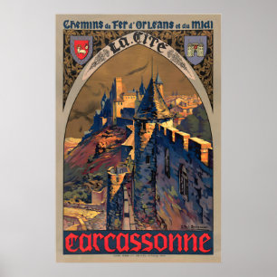 Carcassonne Frankrijk Orleans en Midi Spoorweg Poster