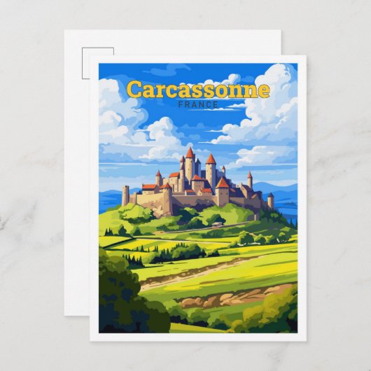Carcassonne Frankrijk Reizen  Illustratie Briefkaart (Voorkant / Achterkant)