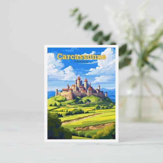 Carcassonne Frankrijk Reizen  Illustratie Briefkaart (Staand voorkant)