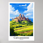 Carcassonne Frankrijk Reizen Illustratie Poster (Voorkant)