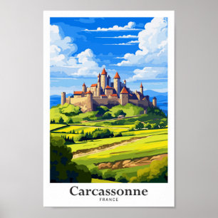 Carcassonne Frankrijk Reizen  Illustratie Poster