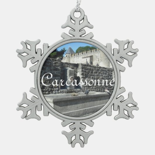 Carcassonne, Frankrijk Tin Sneeuwvlok Ornament (Voorkant)