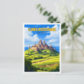 Carcassonne Frankrijk vintage reisillustratie Briefkaart (Staand voorkant)
