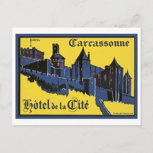 Carcassonne Hotel de la Cite Briefkaart (Voorkant)
