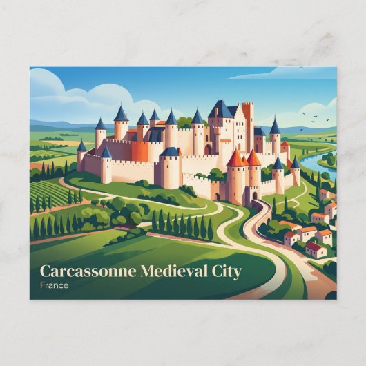 Carcassonne Middeleeuwse Stad Frankrijk Briefkaart (Voorkant)