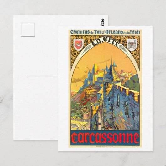  Carcassonne Travel Poster Briefkaart (Voorkant / Achterkant)