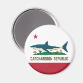 Carcharodon Republic California Flag White Shark Magneet (Voorkant / Achterkant)