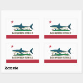 Carcharodon Republic California Flag White Shark Rechthoekige Sticker (Vel)