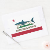 Carcharodon Republic California Flag White Shark Rechthoekige Sticker (Envelop)