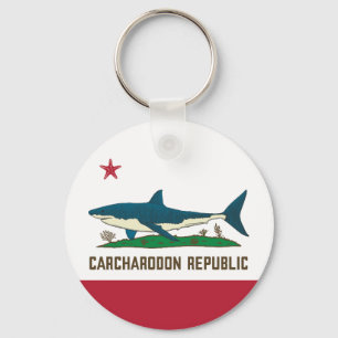Carcharodon Republic California Flag White Shark Sleutelhanger
