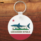 Carcharodon Republic California Flag White Shark Sleutelhanger (Achterkant)