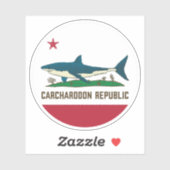 Carcharodon Republic California Flag White Shark Sticker (Vel)