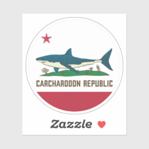 Carcharodon Republic California Flag White Shark Sticker