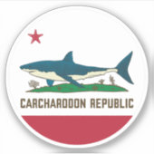 Carcharodon Republic California Flag White Shark Sticker (Voorkant)