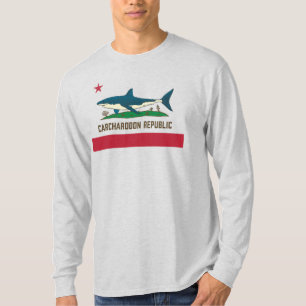 Carcharodon Republic California Flag White Shark T-shirt