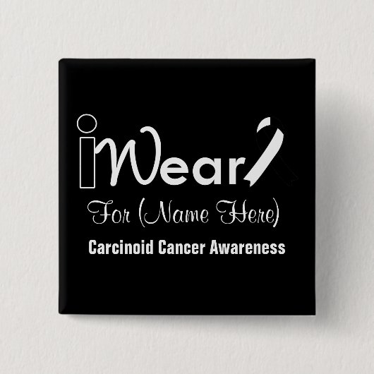 Carcinogeniteit van zwart en wit lint personaliser vierkante button 5,1 cm (Voorkant)