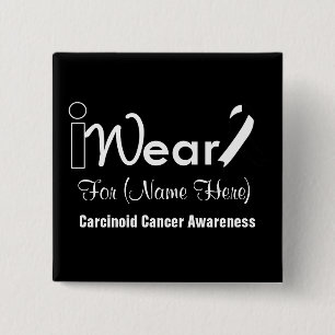 Carcinogeniteit van zwart en wit lint personaliser vierkante button 5,1 cm
