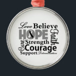 Carcinoïde kanker Collage of Hope Metalen Ornament<br><div class="desc">Woorden van inspiratie herinneren je eraan wat er echt toe doet als je met uitdagingen wordt geconfronteerd. Draag het op een shirt of laat het zien op een geschenk en andere koopwaar voor Carcinoïde Cancer Awareness met onze collage-stijl-eerbetoon shirten, kleding en geschenken die inspirerend zijn, en woorden van liefde, geloof,...</div>