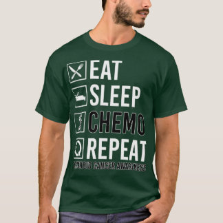 Carcinoïde kankerwaarschuwing Eat Sleep Chemo Herh T-shirt