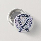 Carcinoïde kankerwaarschuwing Ribbon Angel - Aange Ronde Button 3,2 Cm (Voorkant /achterkant)