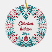 Cărciun hărios, Aromanian Vlach-kerstgroet Keramisch Ornament (Voorkant)