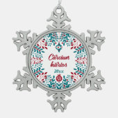 Cărciun hărios, Aromanian Vlach-kerstgroet Tin Sneeuwvlok Ornament (Voorkant)