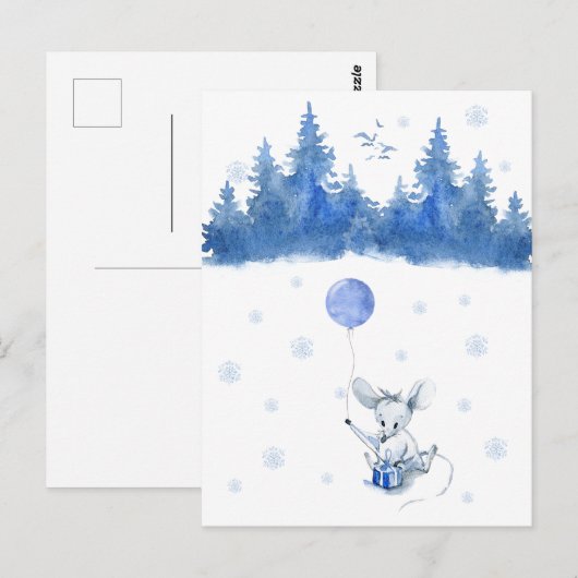 Card (10,8 x 14,2 cm) - Birthday Mouse Briefkaart (Voorkant / Achterkant)