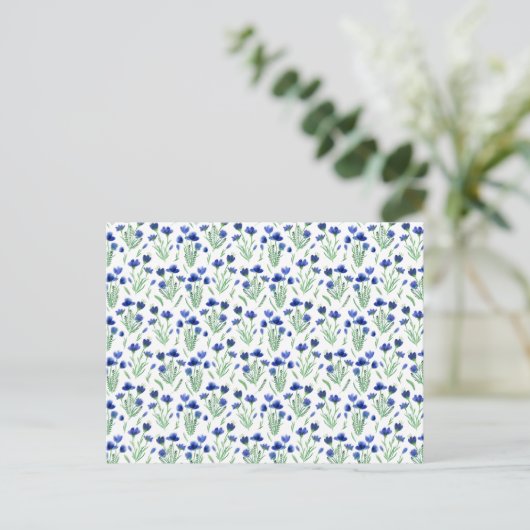 Card (10,8 x 14,2 cm) - Blue Floral Pattern Briefkaart (Staand voorkant)