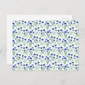 Card (10,8 x 14,2 cm) - Blue Floral Pattern Briefkaart (Voorkant / Achterkant)