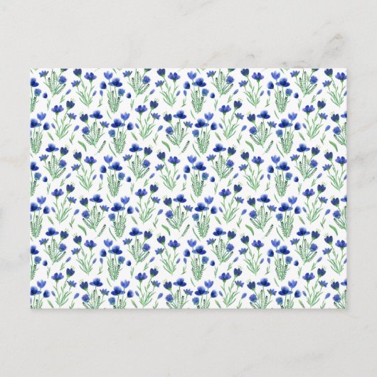 Card (10,8 x 14,2 cm) - Blue Floral Pattern Briefkaart (Voorkant)