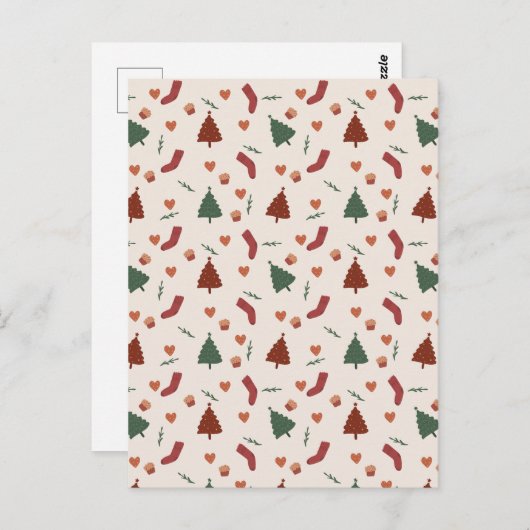 Card (10,8 x 14,2 cm) - Christmas Pattern Briefkaart (Voorkant / Achterkant)