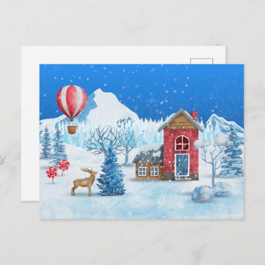 Card (10,8 x 14,2 cm) - Christmas Scene Briefkaart (Voorkant / Achterkant)