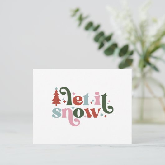 Card (10,8 x 14,2 cm) - Let It Snow Briefkaart (Staand voorkant)