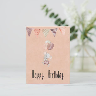Card (10,8 x 14,2 cm) - Little Mouse With Balloons Briefkaart