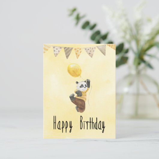 Card (10,8 x 14,2 cm) - Little Panda With Balloon Briefkaart (Staand voorkant)
