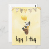 Card (10,8 x 14,2 cm) - Little Panda With Balloon Briefkaart (Voorkant / Achterkant)