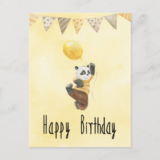 Card (10,8 x 14,2 cm) - Little Panda With Balloon Briefkaart (Voorkant)