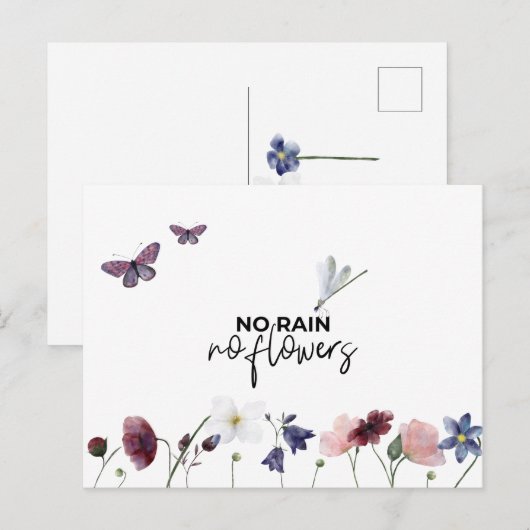 Card (10,8 x 14,2 cm) - Rain And Flowers Briefkaart (Voorkant / Achterkant)