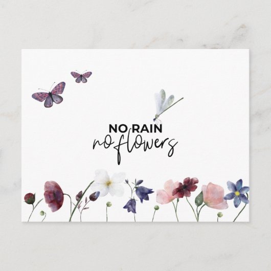 Card (10,8 x 14,2 cm) - Rain And Flowers Briefkaart (Voorkant)