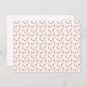 Card (10,8 x 14,2 cm) - Red Floral Pattern Briefkaart (Voorkant / Achterkant)