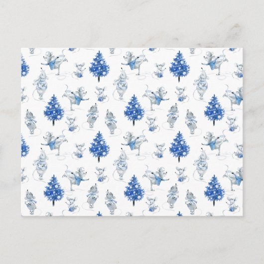 Card (10,8 x 14,2 cm) - Snow Mice Pattern Briefkaart (Voorkant)