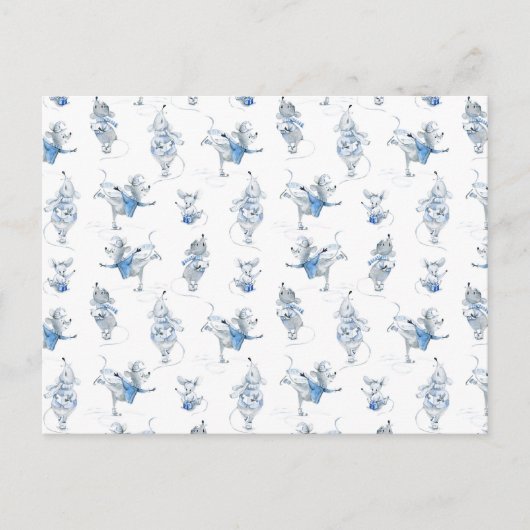 Card (10,8 x 14,2 cm) - Snow Mice Pattern Briefkaart (Voorkant)