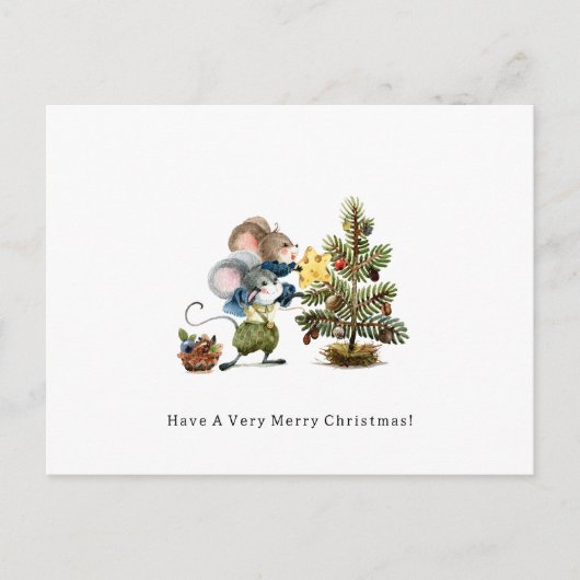 Card (10,8 x 14,2 cm) - Two Little Mice Christmas Briefkaart (Voorkant)