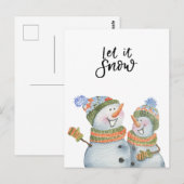 Card (10,8 x 14,2 cm) - Two Snowmen Briefkaart (Voorkant / Achterkant)